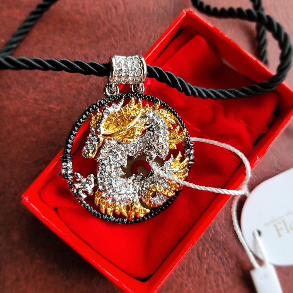 Elegant Gold and Silver Dragon Pendant Necklace